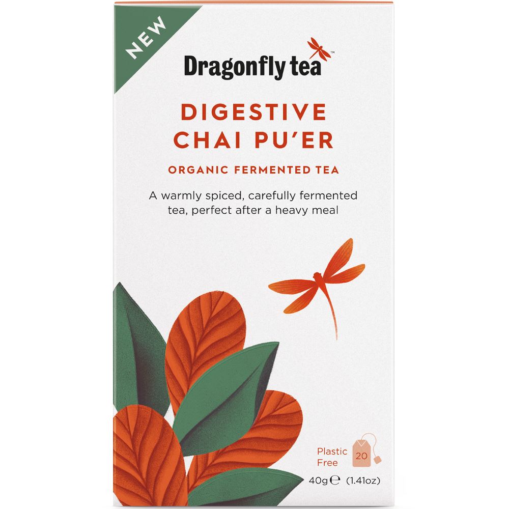 Dragonfly Tea Digestive Chai Pu'er Organic Fermented Tea 20 Tea bags