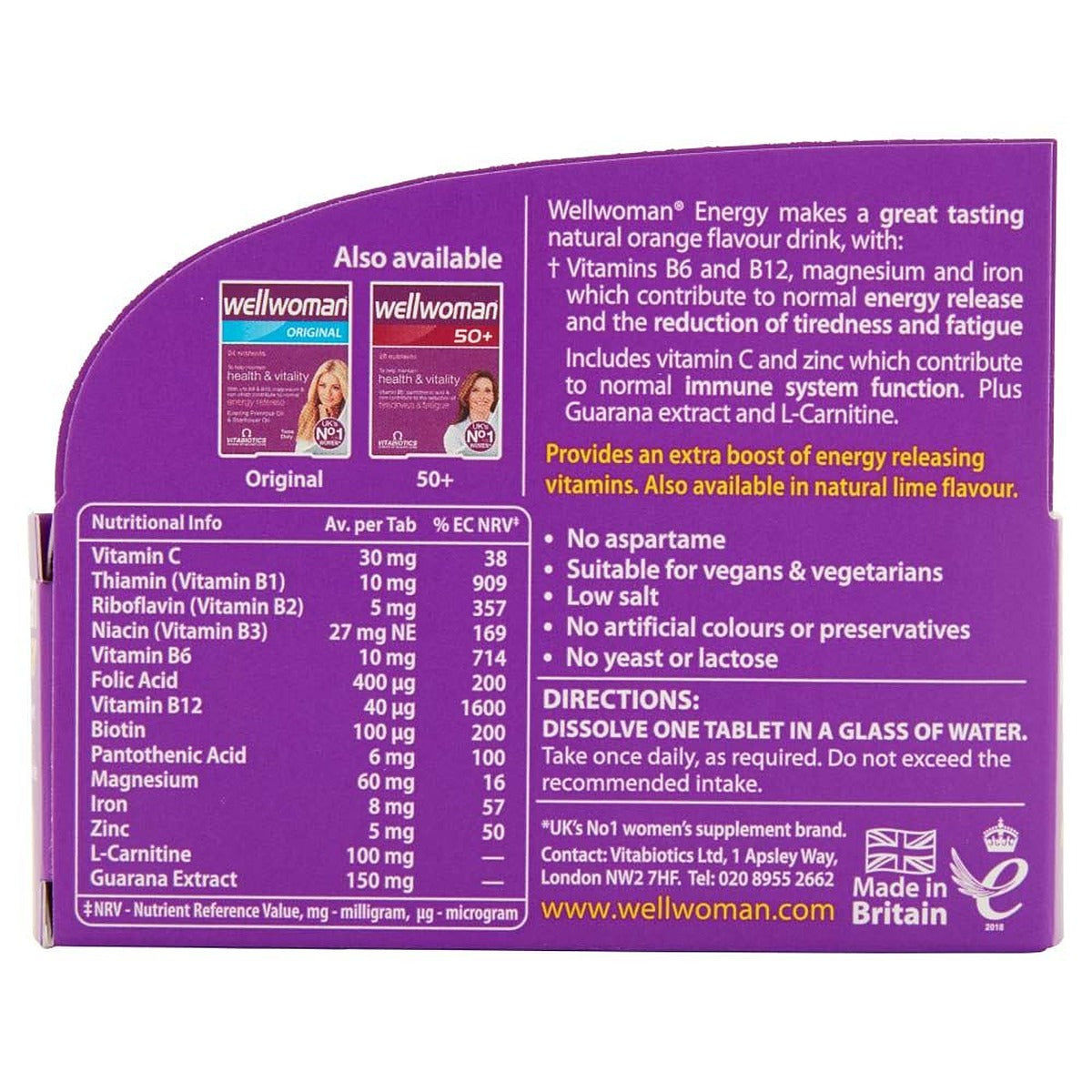 Vitabiotics Wellwoman Energy Natural Orange Flavour - 10 Effervescent Tablets - image 2