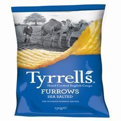 Tyrrells Furrows Sea Salted Crisps 150g - 8 Pack