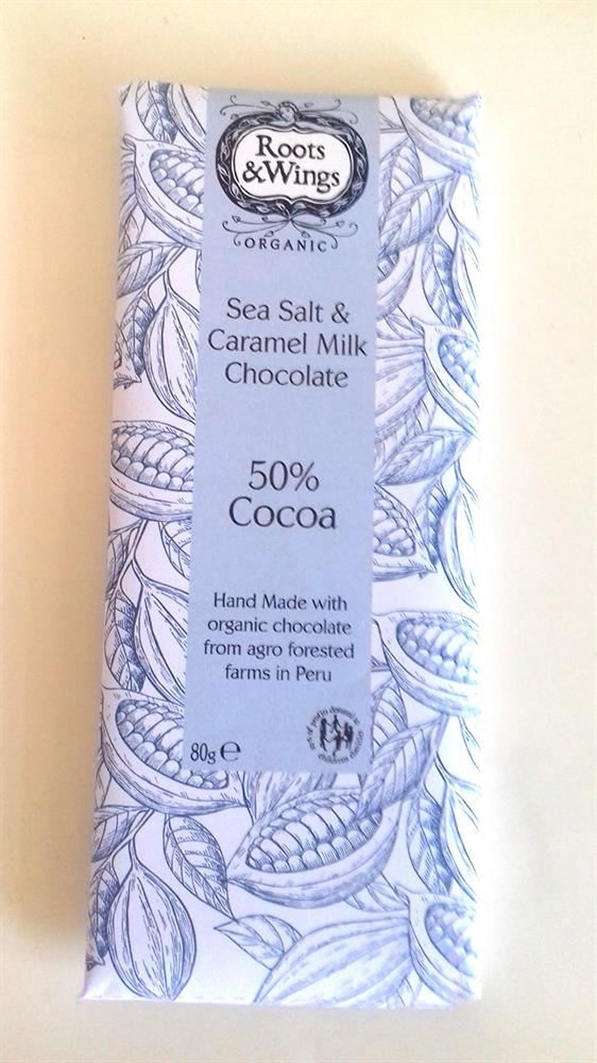 Roots and Wings Organic Sea Salt & Caramel Milk Chocolate Bar 80g