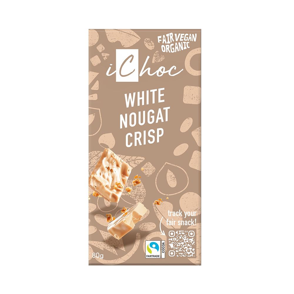iChoc White Nougat Crisp Chocolate Vegan Organic 80g