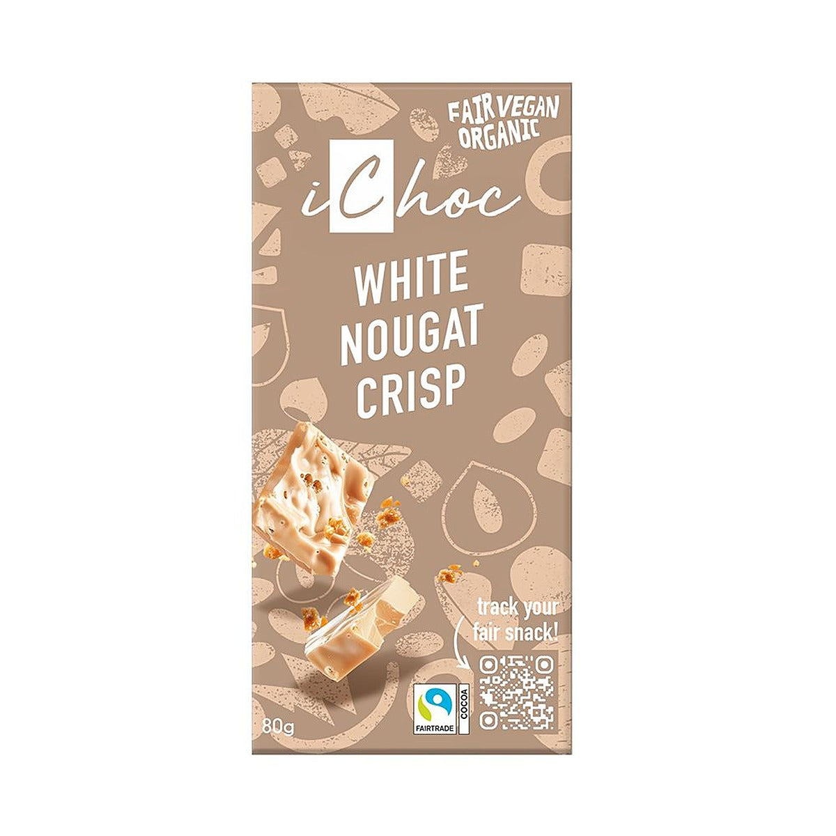 iChoc White Nougat Crisp Chocolate Vegan Organic 80g