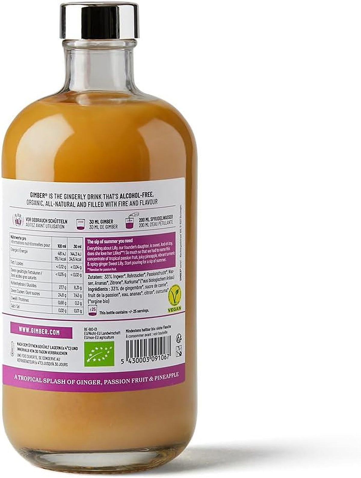 Gimber Organic So1 Sweet Lily Tropical Ginger Alcohol Free Drink - 700 ml - image 2