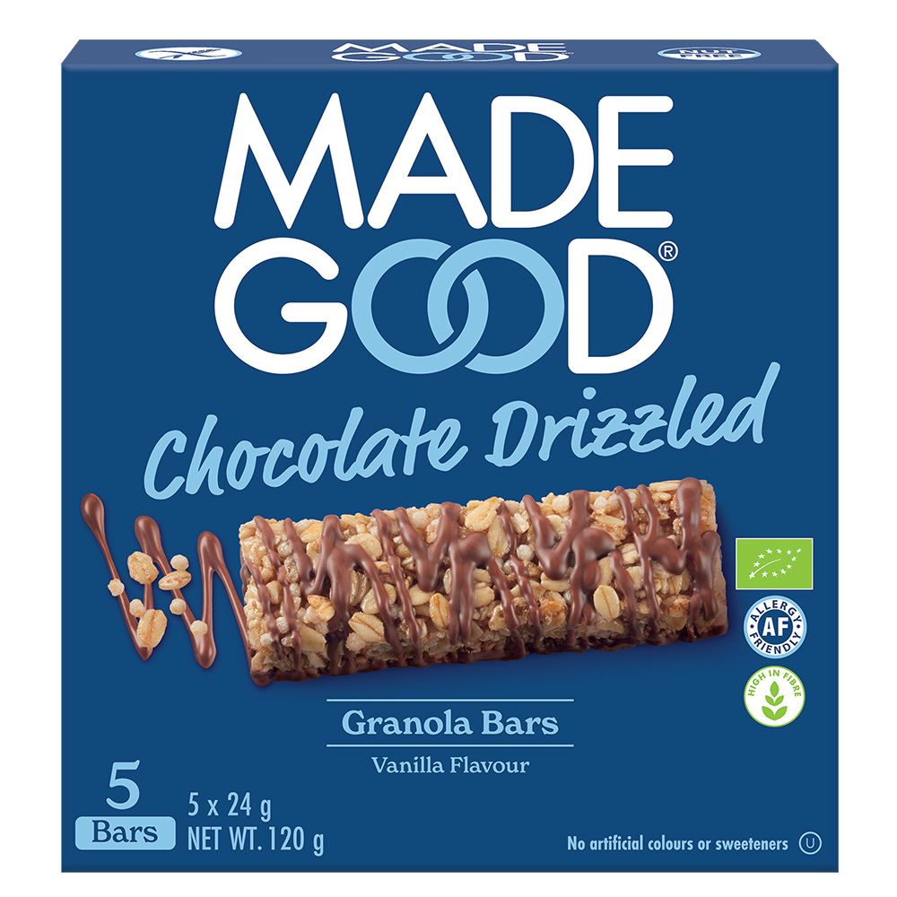 MadeGood Granola Bar Chocolate Drizzled Vanilla 5 x 24g