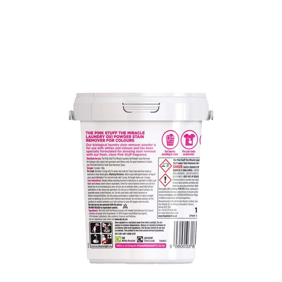 The Pink Stuff Miracle Laundry Oxi Powder Stain Remover for Colours 1kg