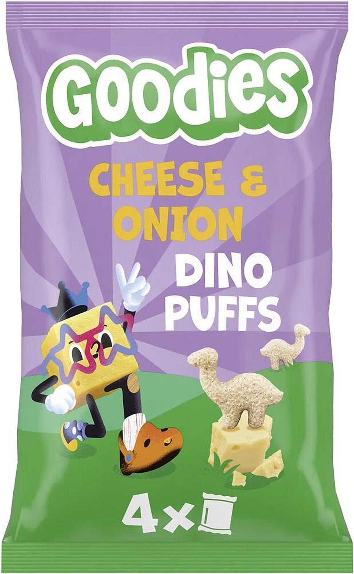 Goodies Kids Snack Dino Puffs Cheese & Onion Multipack 4x12g