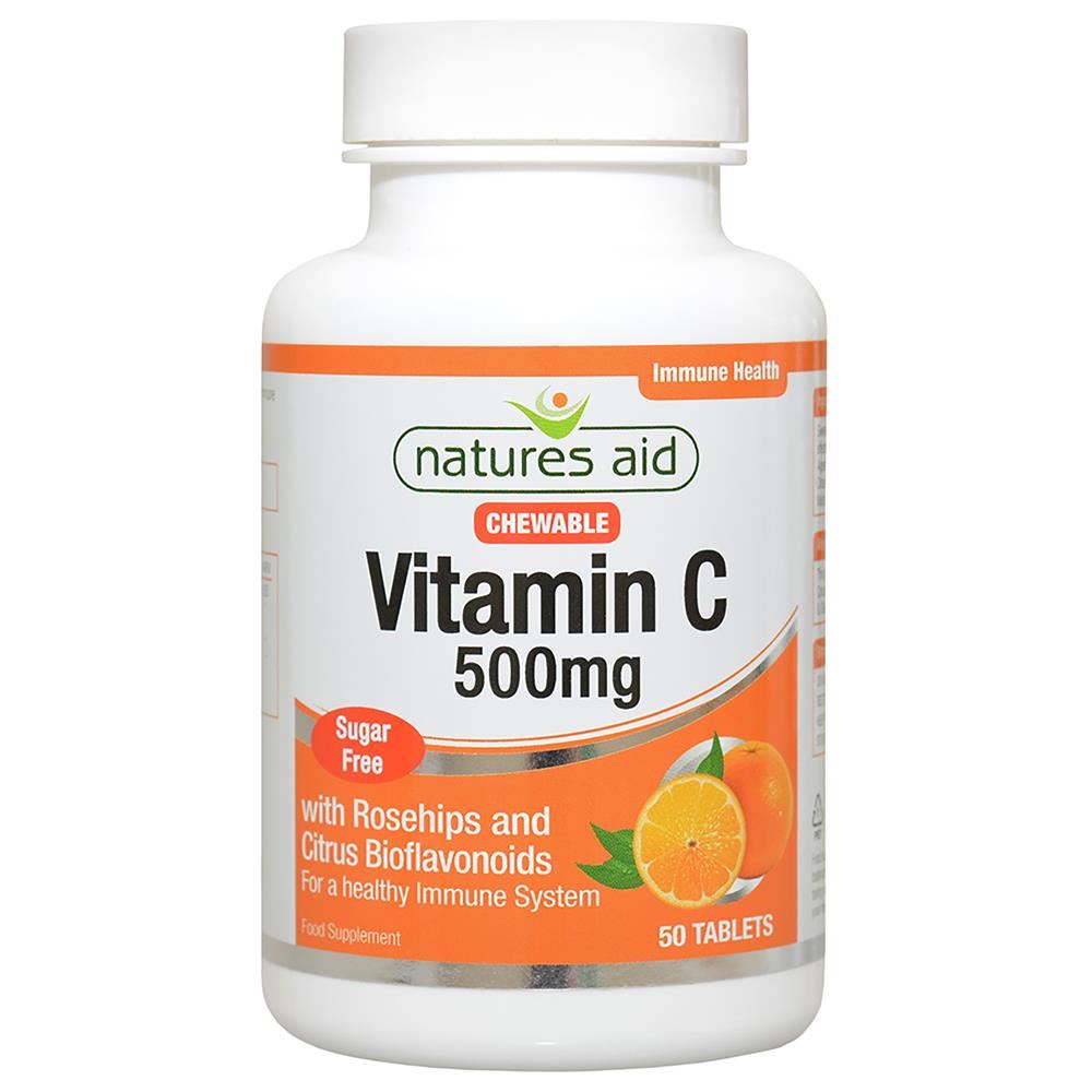 Natures Aid Vitamin C 500mg Sugar Free Chewable 50 Tablets