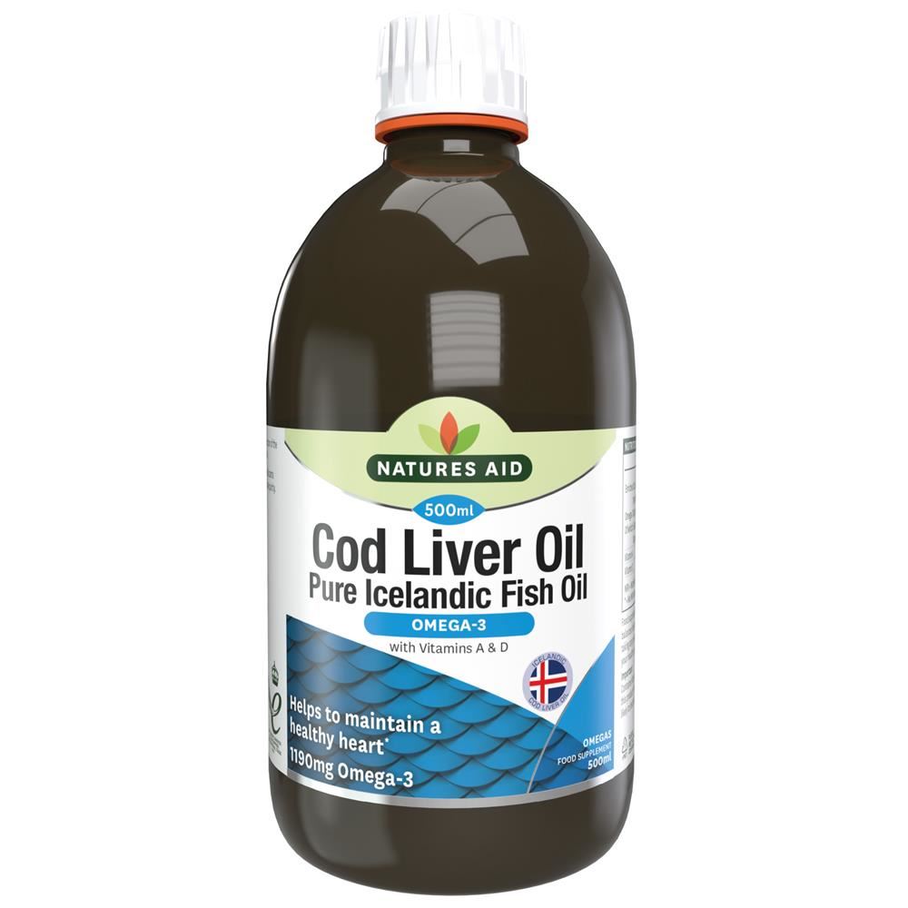 Natures Aid Cod Liver Oil Liquid with Vitamin A & D 500ml