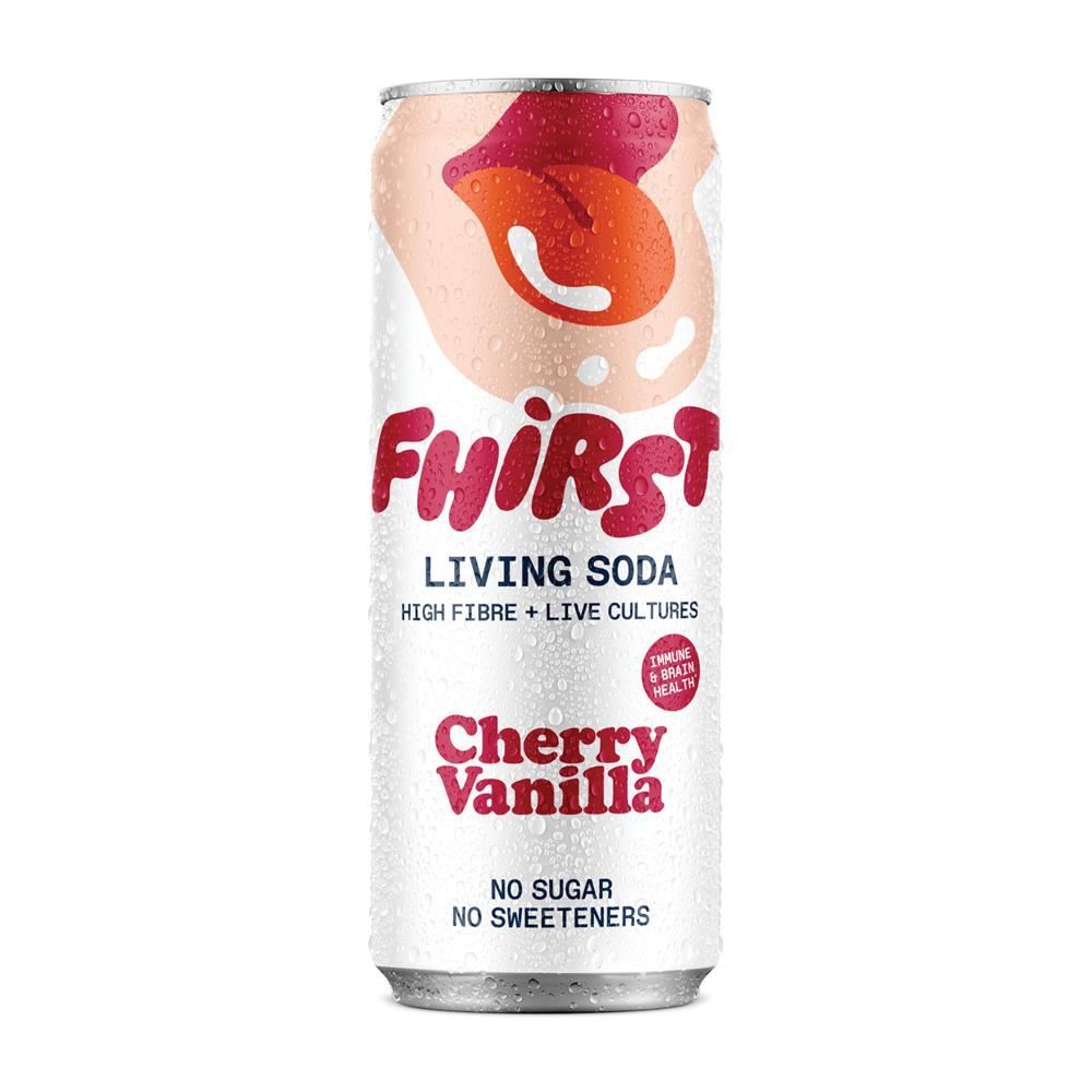 FHIRST Living Gut Soda Cherry Vanilla Probiotic + Prebiotic 330ml - 6 Pack