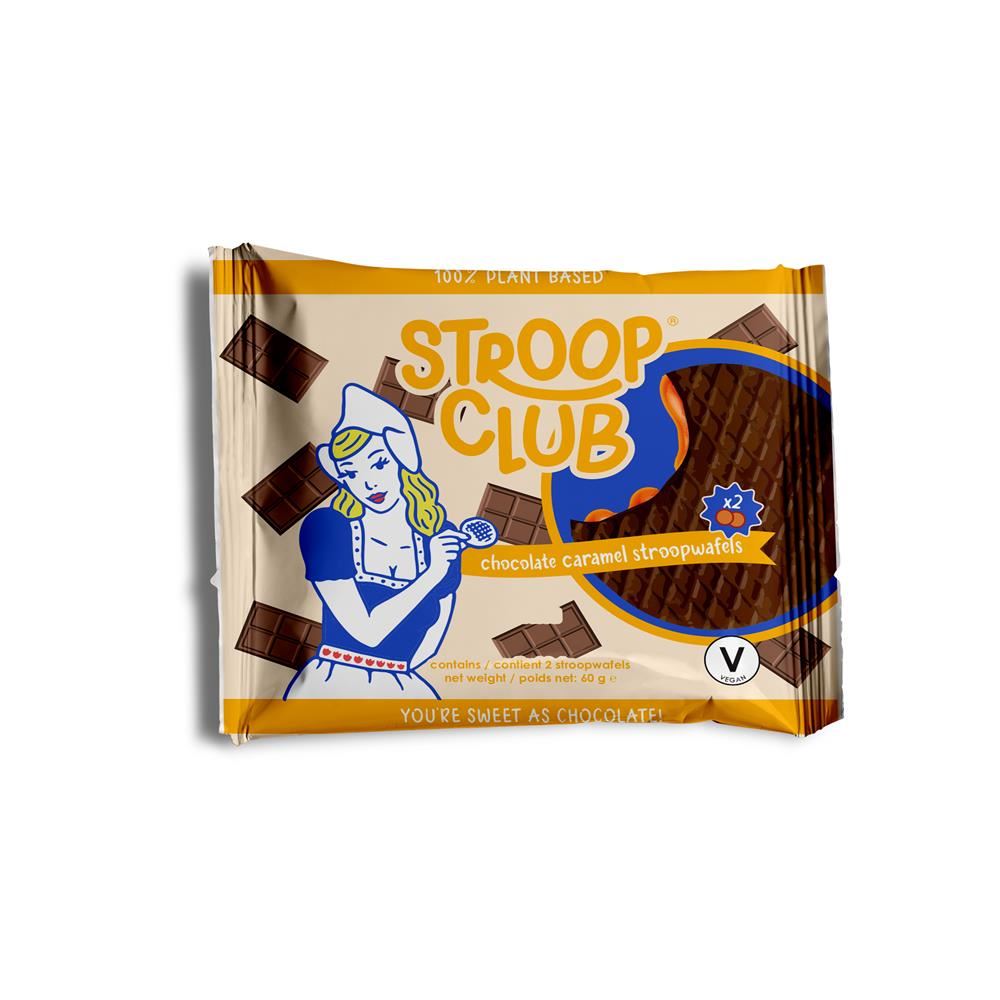 Stroop Club Plant Based Chocolate Caramel Stroopwafel 2-pack 65g - 12 Pack
