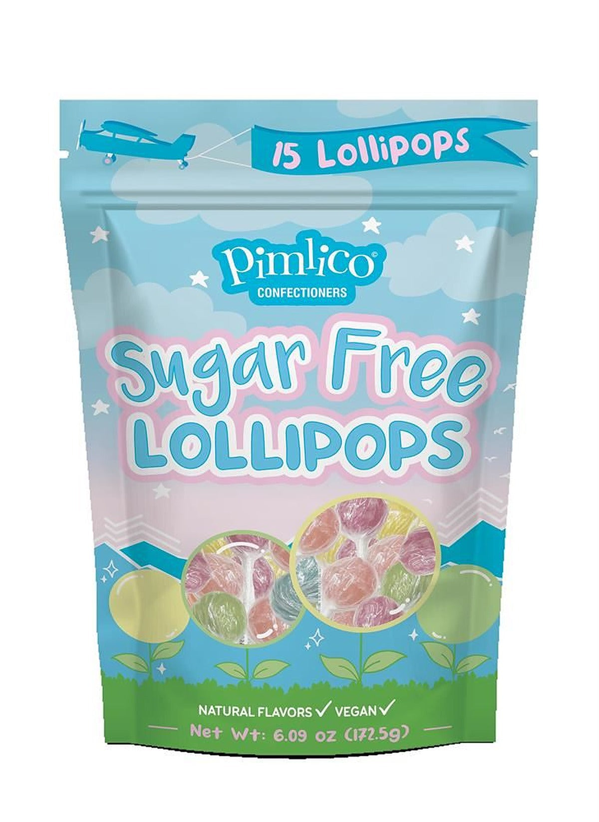 Pimlico Confectioners Sugar Free Lollipops 15PCS Pouch Bag 172.5g