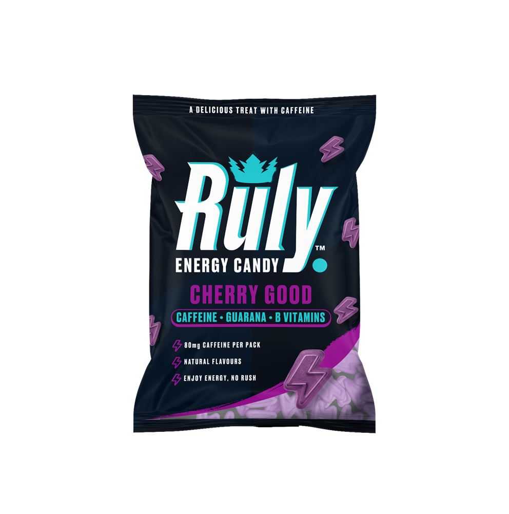Ruly Cherry Energy Gummies 80mg Natural Caffeine Guarana B Vits 42g - 3 Pack