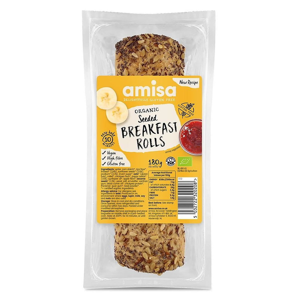 Amisa Organic Seeded Breakfast Rolls 188g