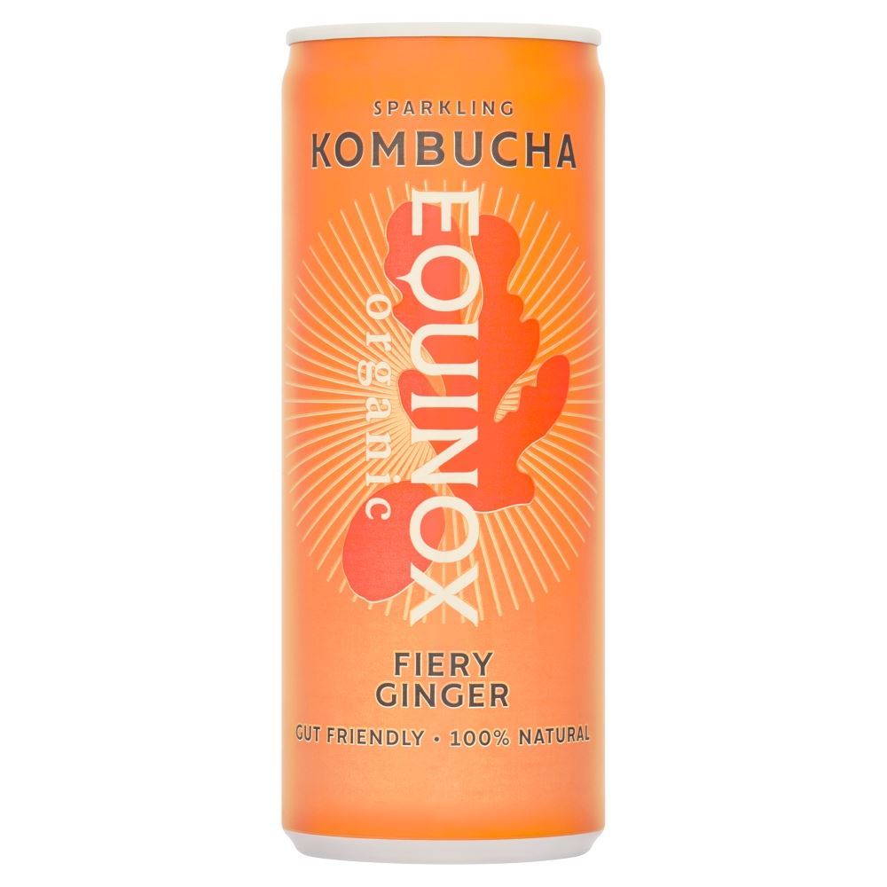 Equinox Kombucha Organic Kombucha Soft Drink with Ginger 250ml can - 12 Pack
