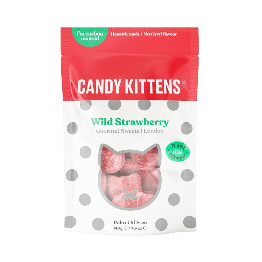 Candy Kittens Wild Strawberry Vegan Sweets 140g - 10 Pack
