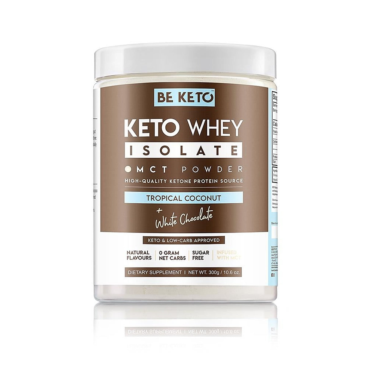 BeKeto Keto Whey Isolate + MCT Oil Coconut White Chocolate 300g
