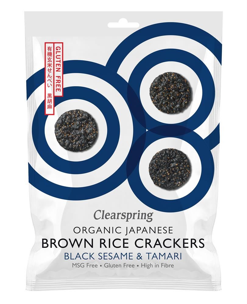 Clearspring Organic Brown Rice Crackers - Black Sesame 40g