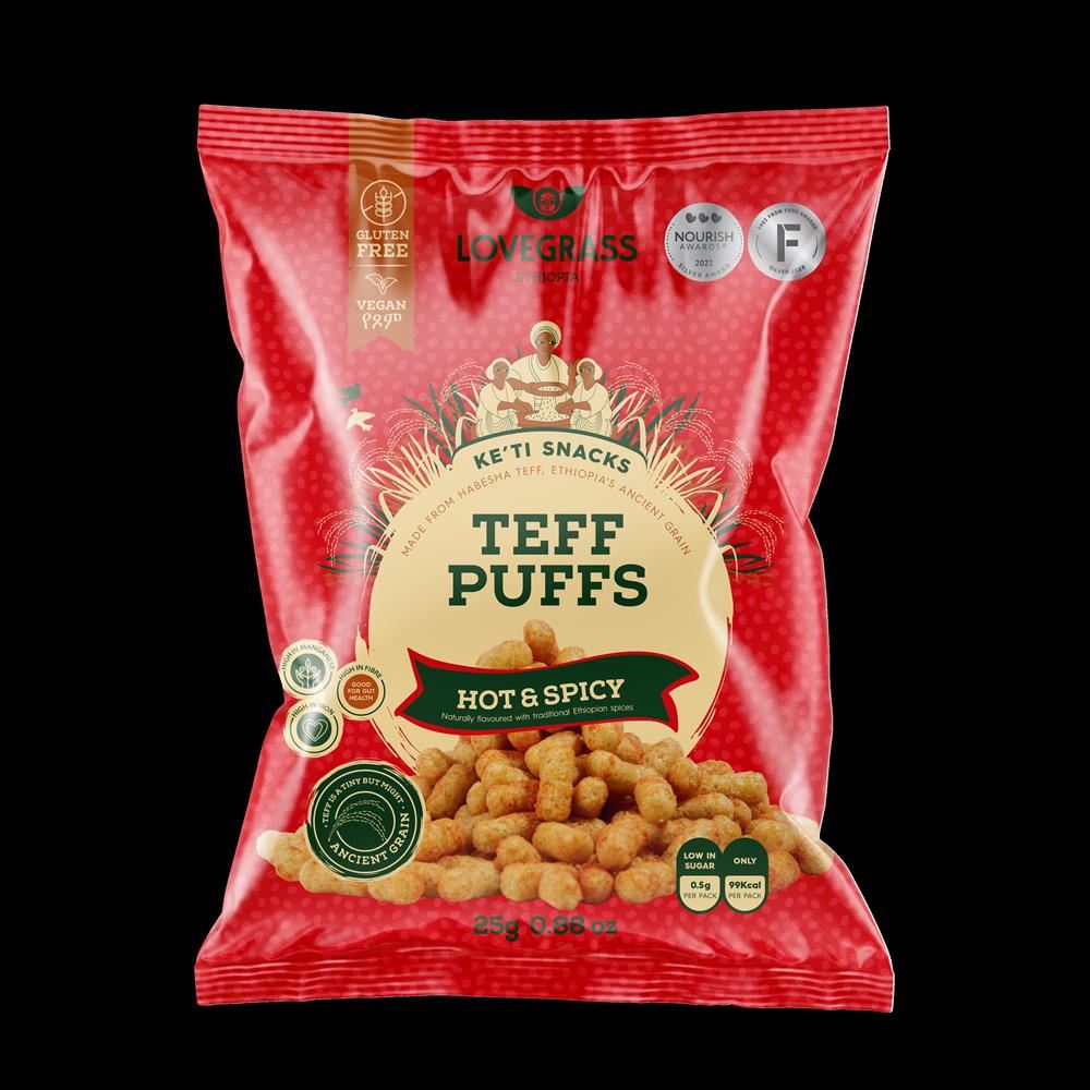 Lovegrass Ethiopia Teff Puffs Hot & Spicy 25g