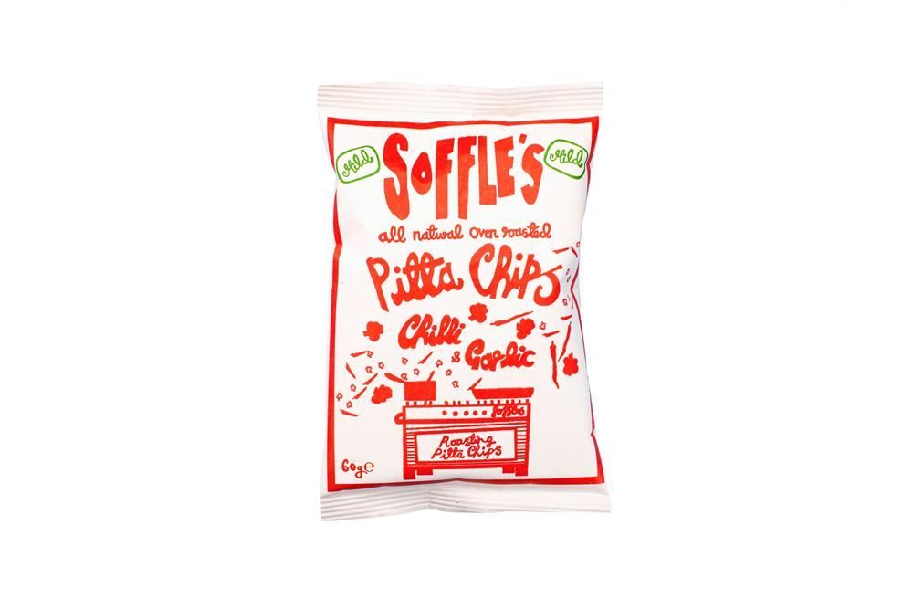 Soffles Pitta Chips Chilli & Garlic Mild Pitta Chips 60g - 15 Pack