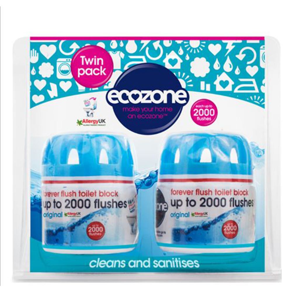Ecozone Forever Flush 2000 Flushes - Twin Pack - Blue 180g