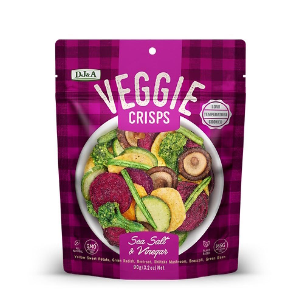 DJ & A Veggie Crisps Salt & Vinegar 90g - 9 Pack