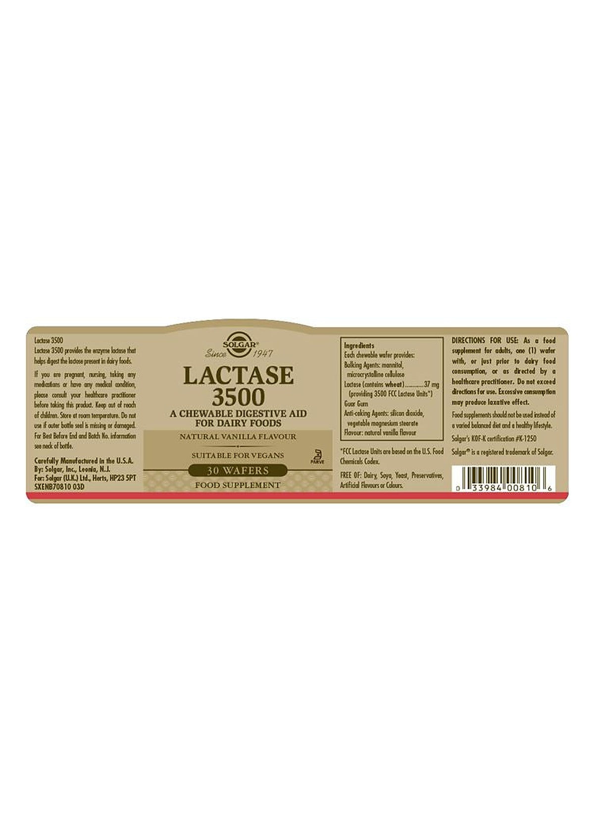 Solgar Lactase 3500 Wafers - 30 Wafers - image 3