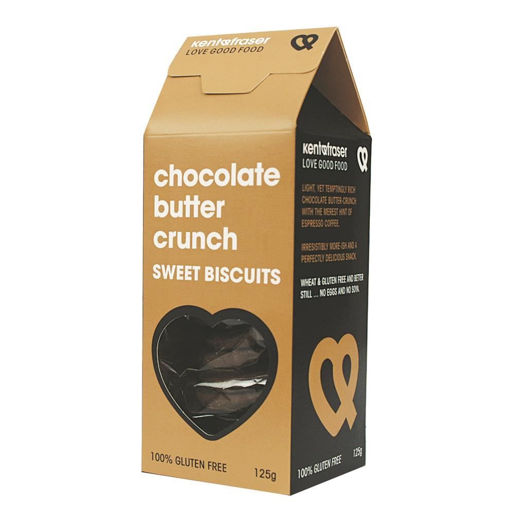 Kent Fraser Gluten-Free Chocolate Butter-Crunch Biscuit Dark Cocoa 125g - 6 Pack