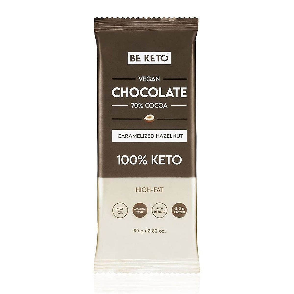 BeKeto Vegan Keto Chocolate + MCT Caramelized Hazelnut 80g