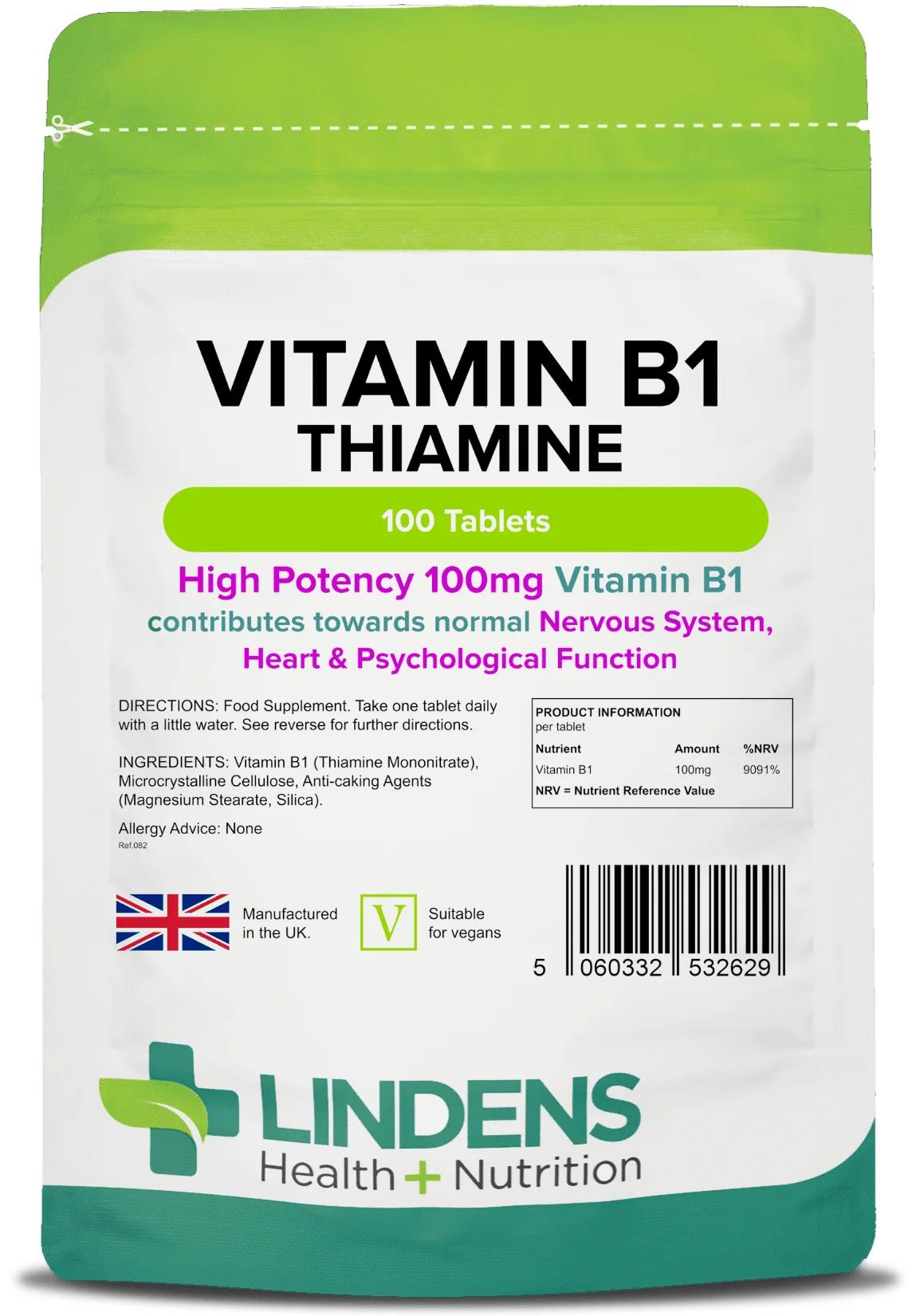 Lindens Vitamin B1 100mg - 100 Tablets