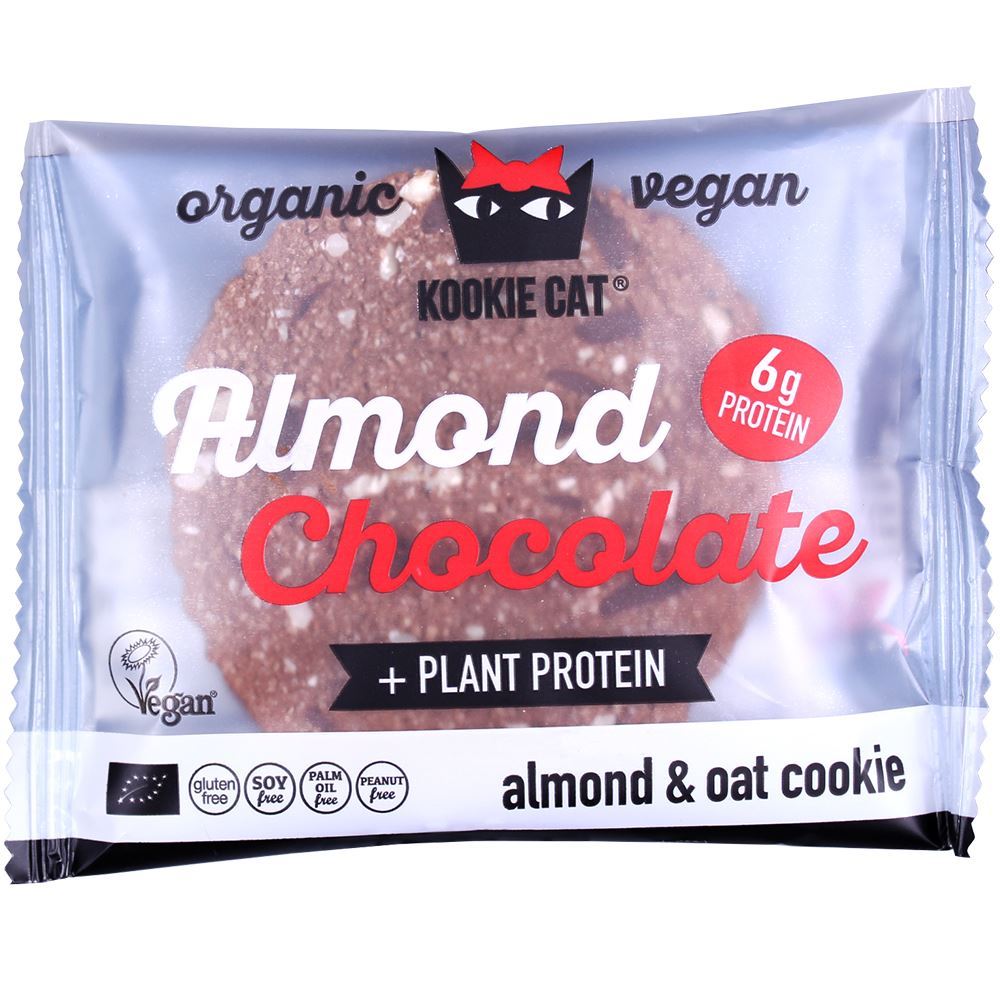 Kookie Cat Protein Dark Chocolate Cookie Vegan Gluten Free Organic 50g - 12 Pack