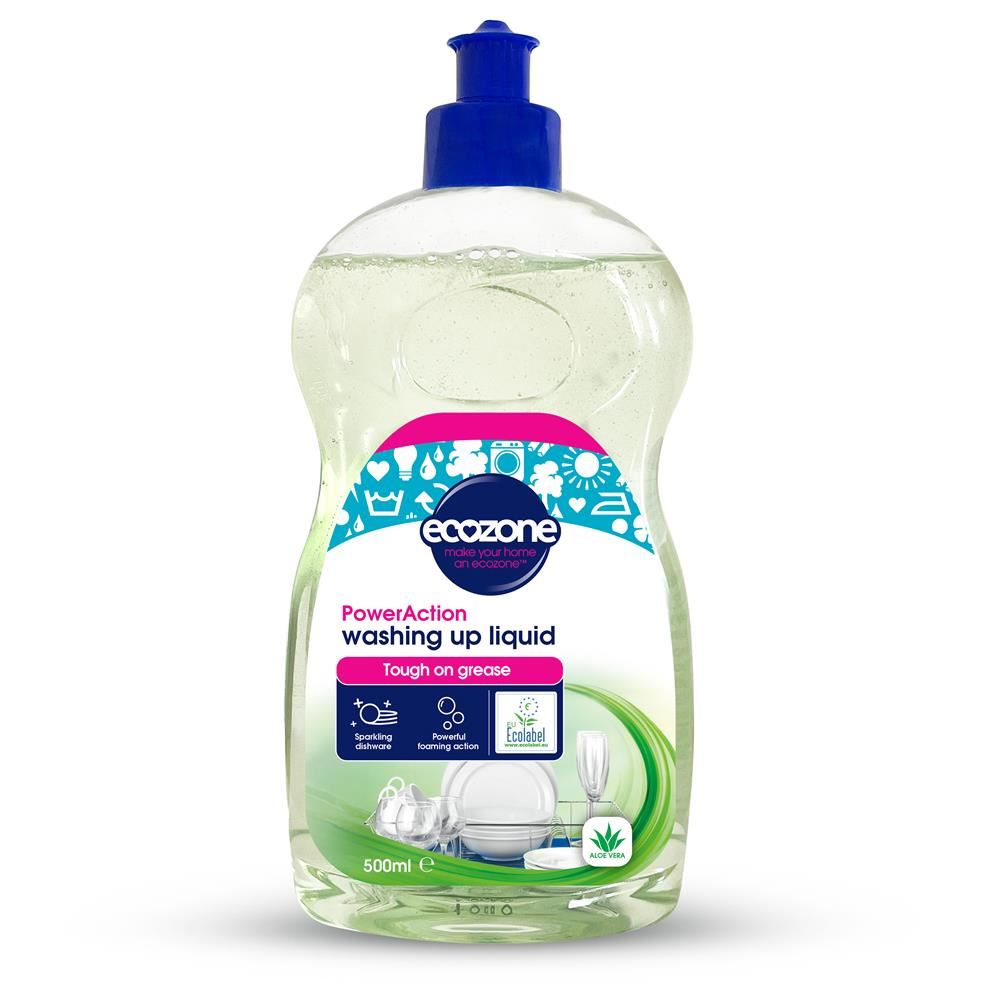 Ecozone PowerAction washing up liquid 500ml - 2 Pack