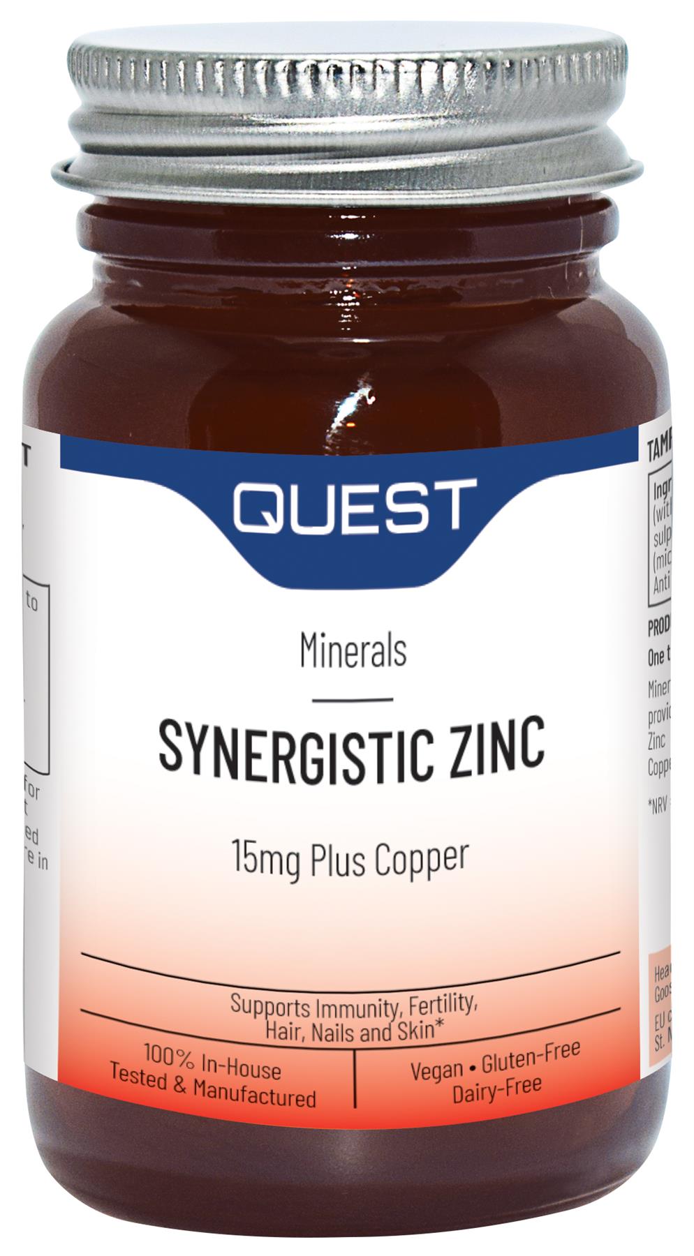Quest Synergistic Zinc with Copper - 15mg - 90 Tablets