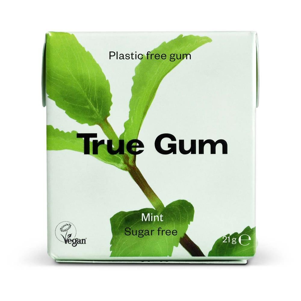 True Gum Plastic Free Vegan and Sugar Free Chewing Gum - Mint 21g - 24 Pack