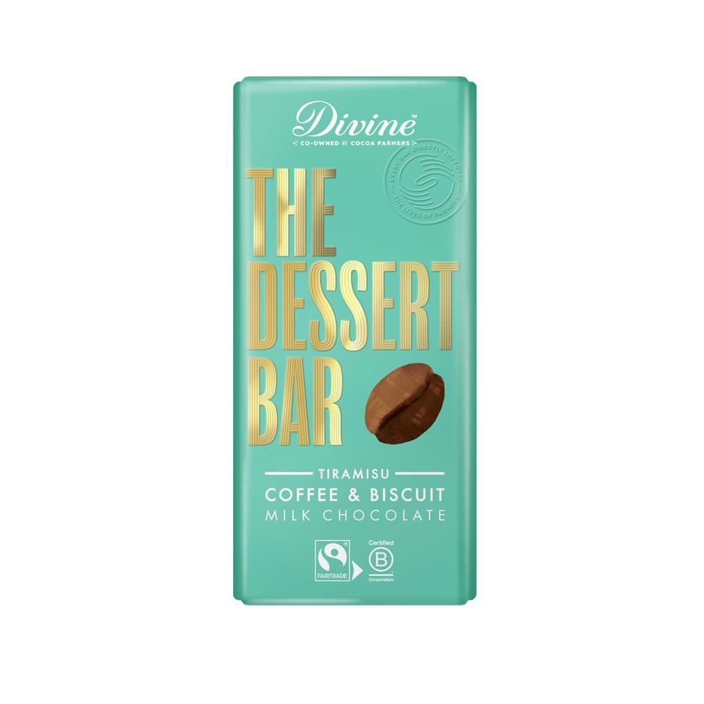 Divine Chocolate Divine 38% Milk Choc Tiramisu with Coffee and Biscuit Bar 180g
