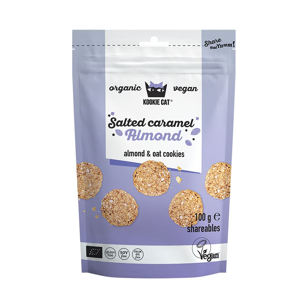 Kookie Cat Salted Caramel Almond and Oat Cookies 100g