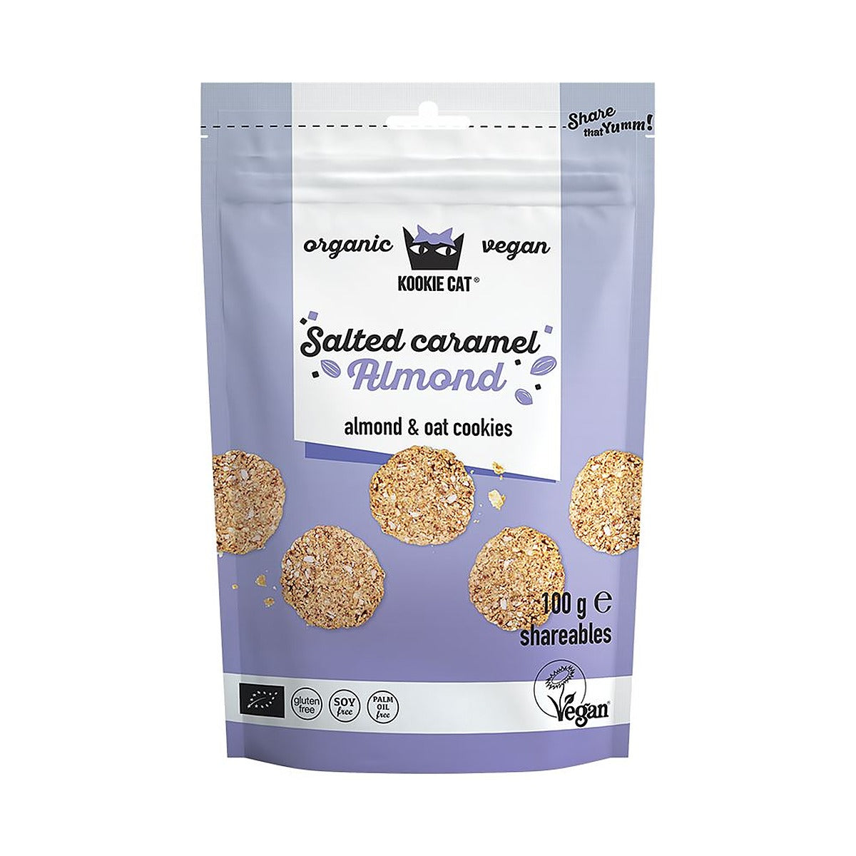 Kookie Cat Salted Caramel Almond and Oat Cookies 100g