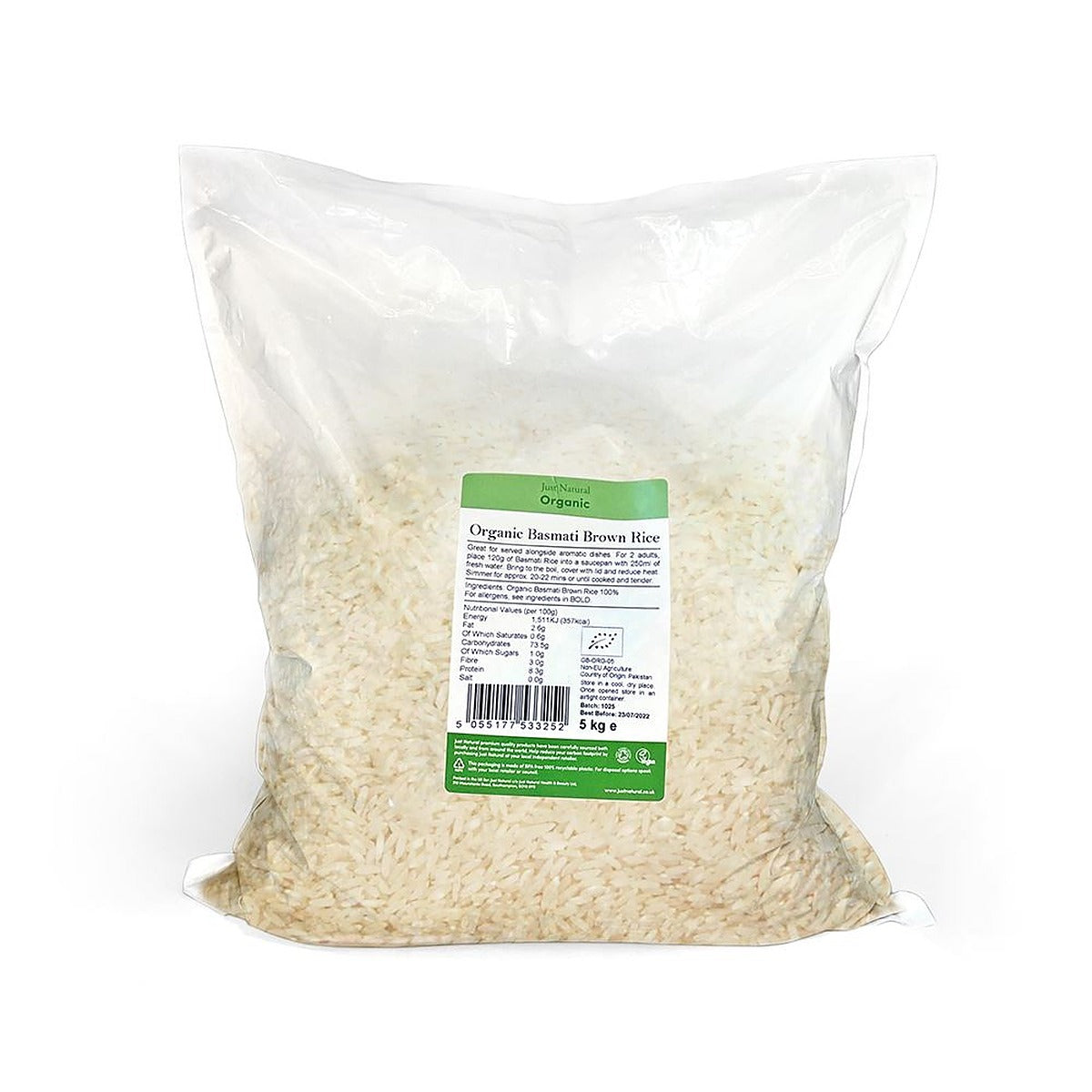 Just Natural Organic Organic Basmati Brown Rice 5kg