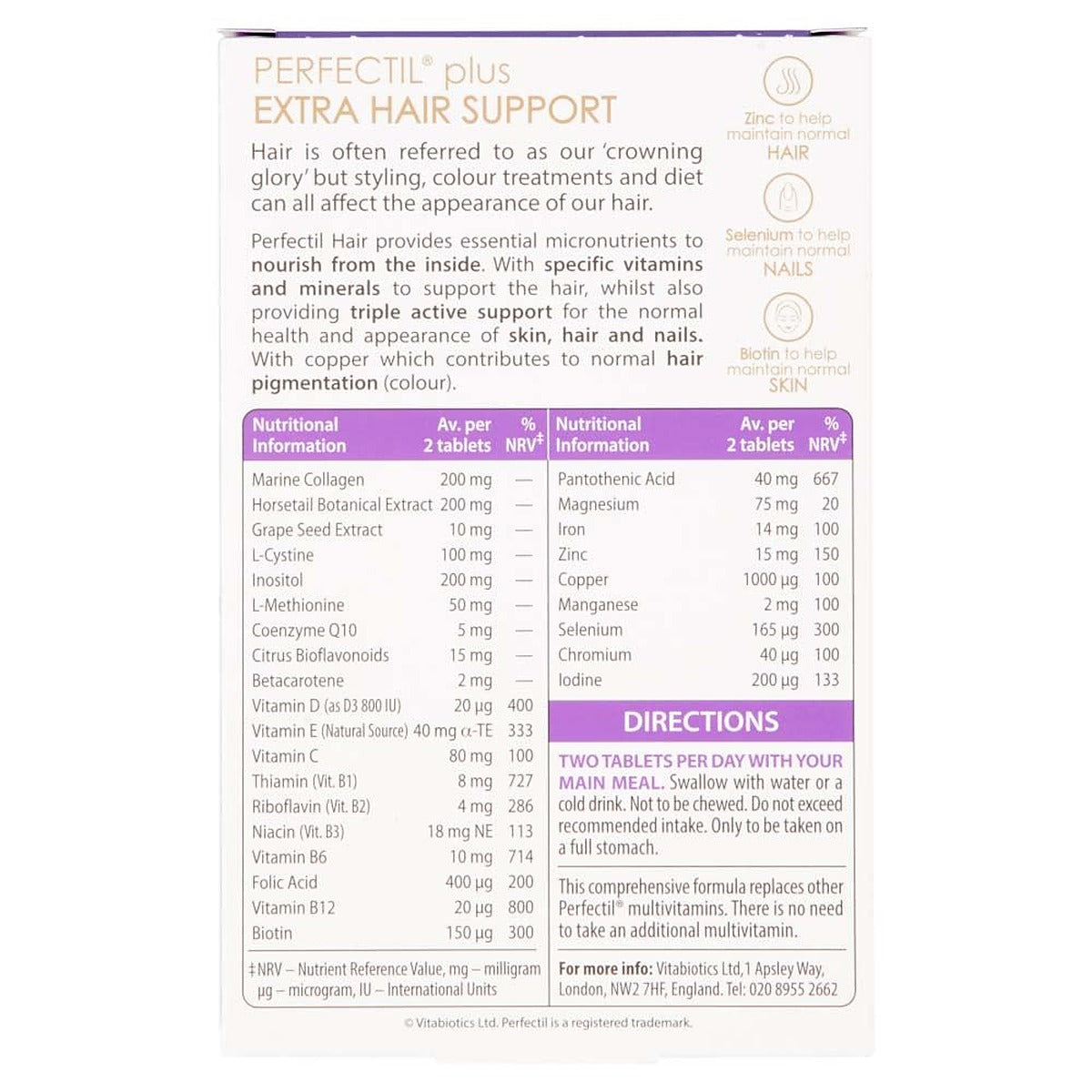 Vitabiotics Perfectil Plus Hair Extra Support - 60 Tablets - image 2