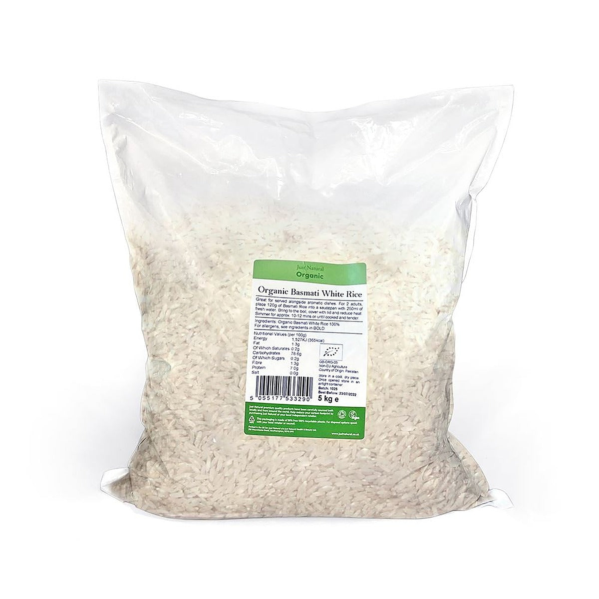 Just Natural Organic Organic Basmati White Rice 5kg