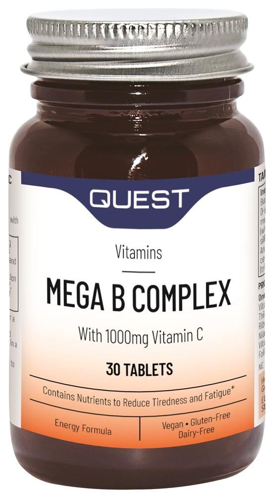Quest MEGA B COMPLEX + 1000mg VIT C 30 Tablets