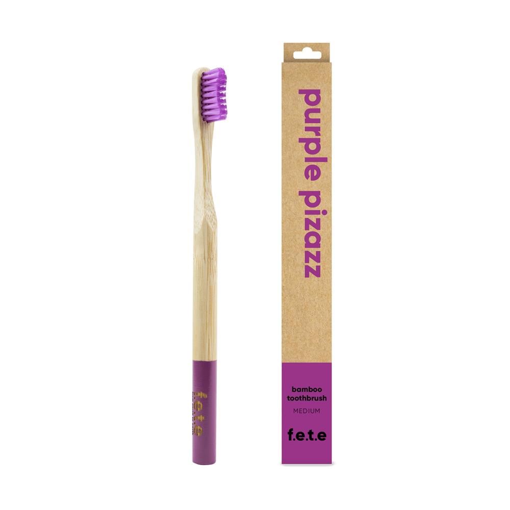 From Earth to Earth Bamboo Toothbrush Purple Pizazz - Purple Medium
