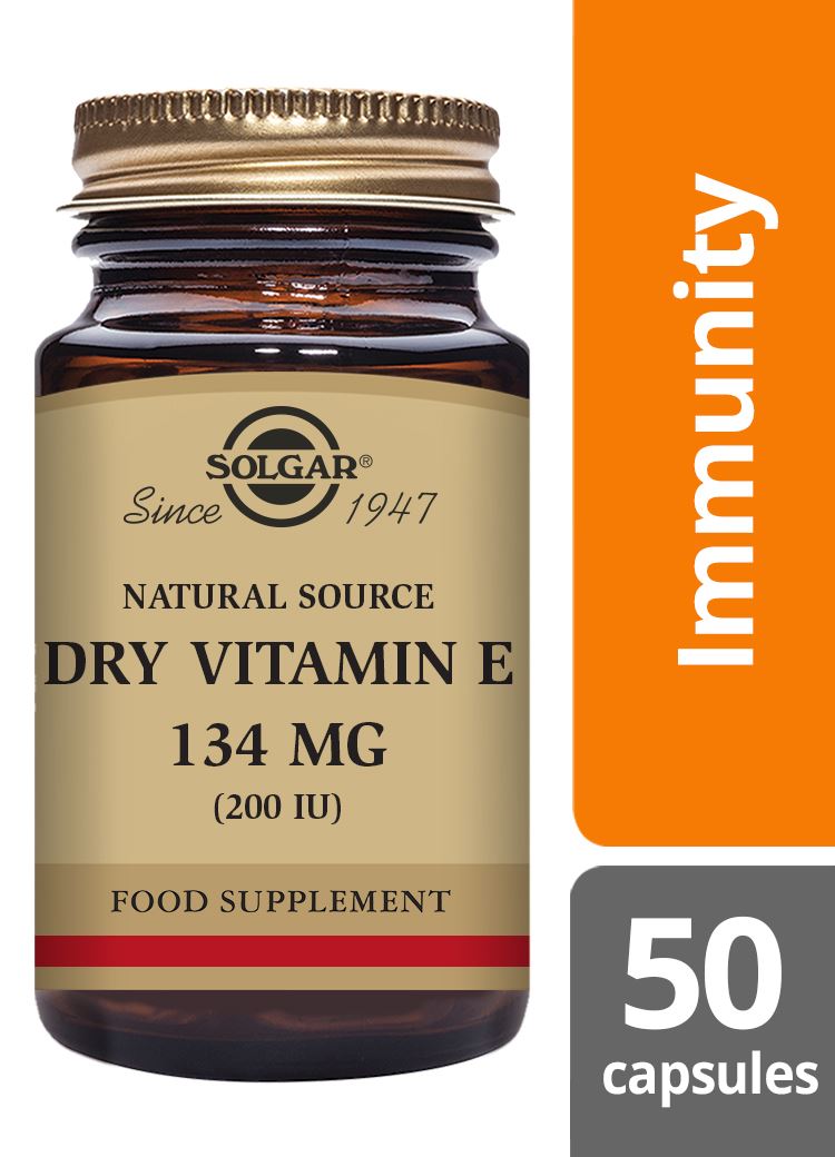 Solgar Natural Source Dry Vitamin E 134 mg (200 IU) - 50 Vegicaps