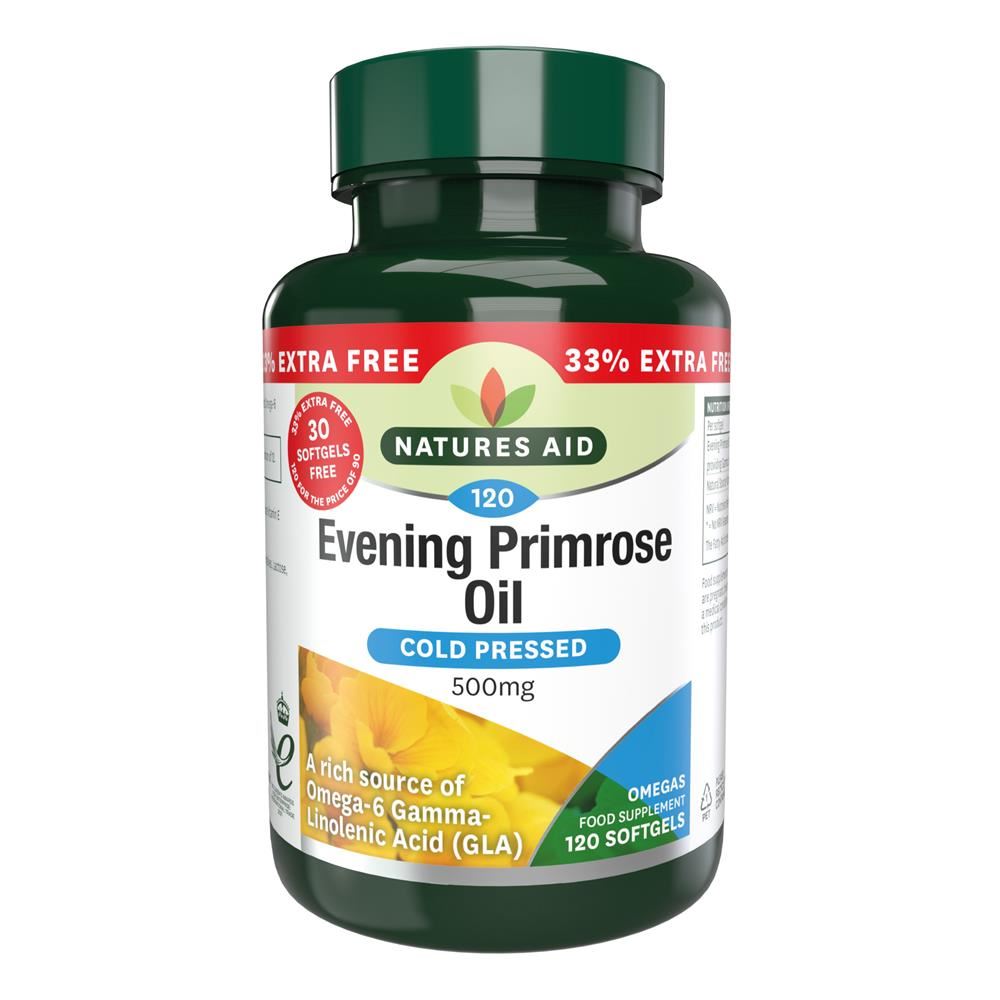 Natures Aid Promo Packs Evening Primrose Oil 500mg - 33% EXTRA FILL 120 Caps