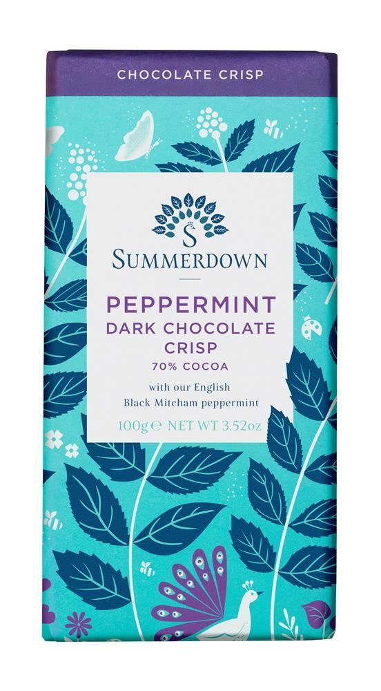 Summerdown Peppermint Dark Chocolate Crisp Bar 100g - 12 Pack