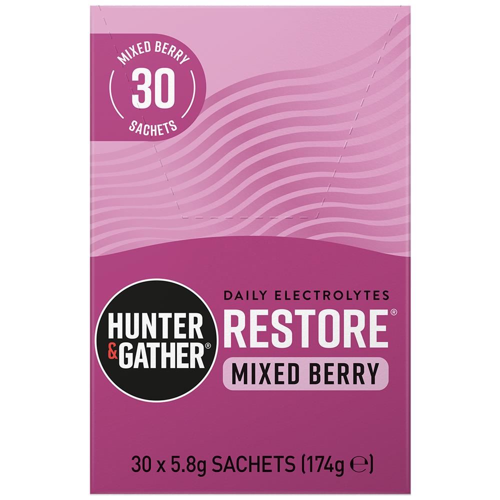 Hunter & Gather Restore Mixed Berries Electrolyte Sachets 30 x 5.8g per pack