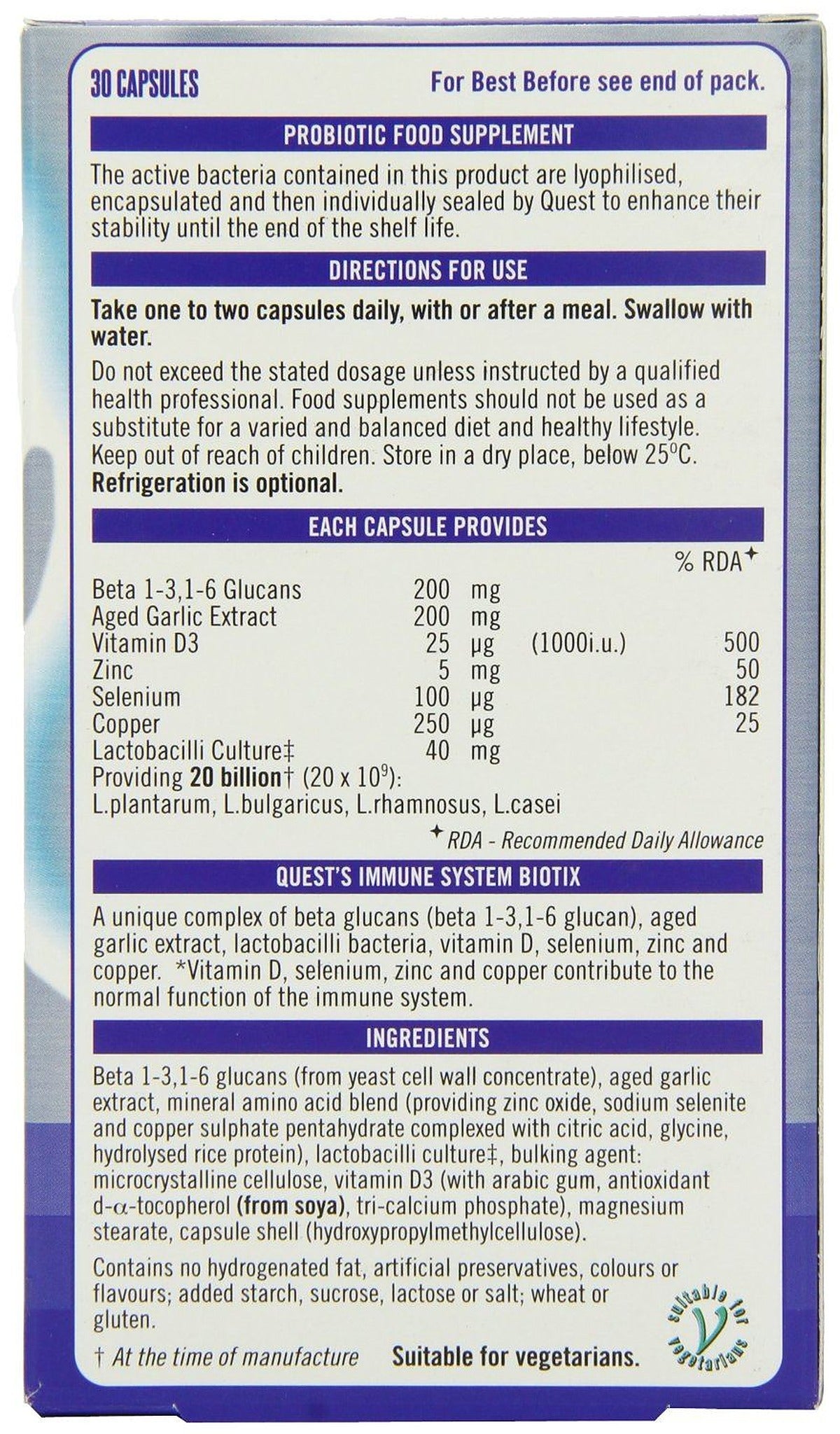 Quest Immune System Biotix - Probiotic - 30 Capsules - image 2