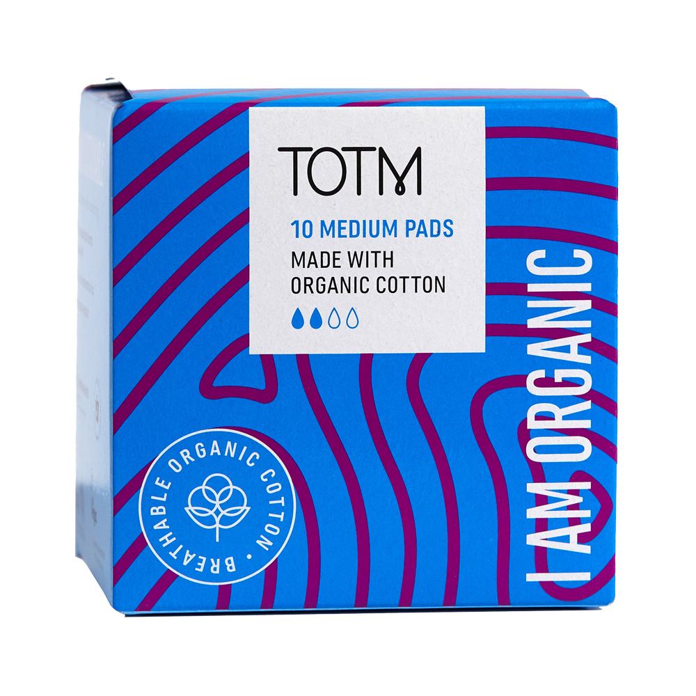 TOTM Organic Pads - Medium Flow With Wings 10 Per Box