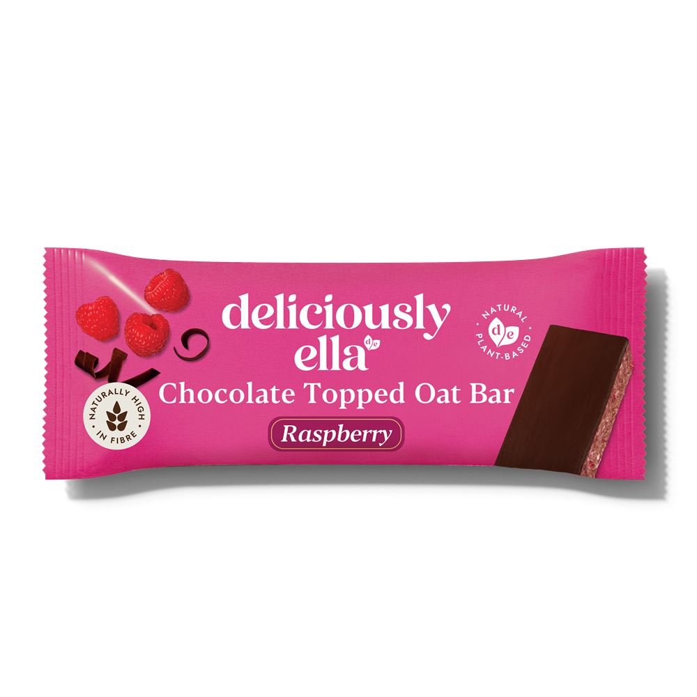 Deliciously Ella Raspberry Chocolate Topped Oat Bar 50g - 12 Pack