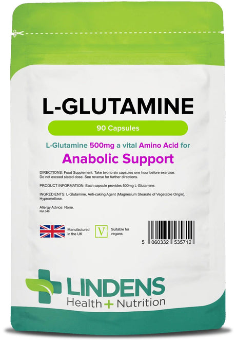 Lindens L-Glutamine 500mg - 90 Capsules