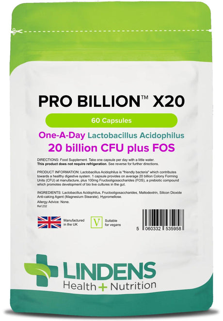 Lindens Pro Billion X20 (was Probiotic X20) 20bn CFU - 60 Capsules